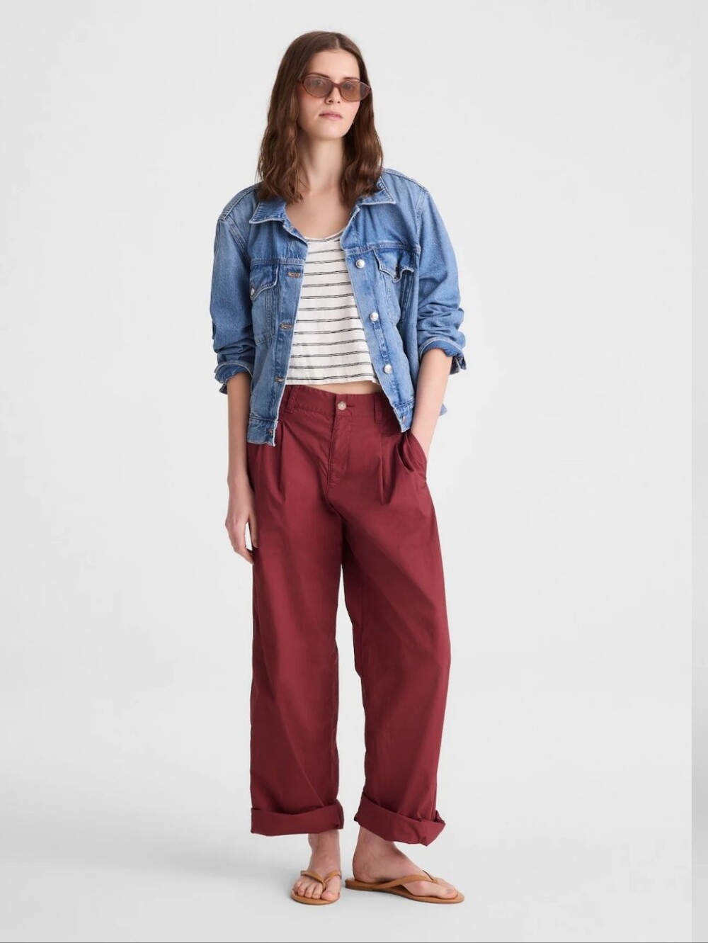 NWT Madewell The Everyday Trouser in Poplin Burgundy Wine Pleated Pants Sz 6